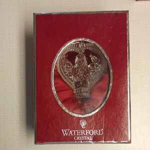 Rare2007Waterford Crystal Red Gift Box with Silver Trim and Clear Crystal Insert